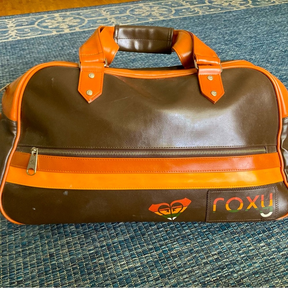 Roxy Brown and Orange Travel Bag Retro Vintage Weekender Carry-on Y2K
